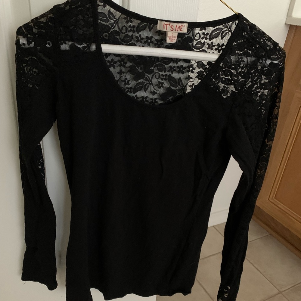 Black lace long sleeve shirt size L